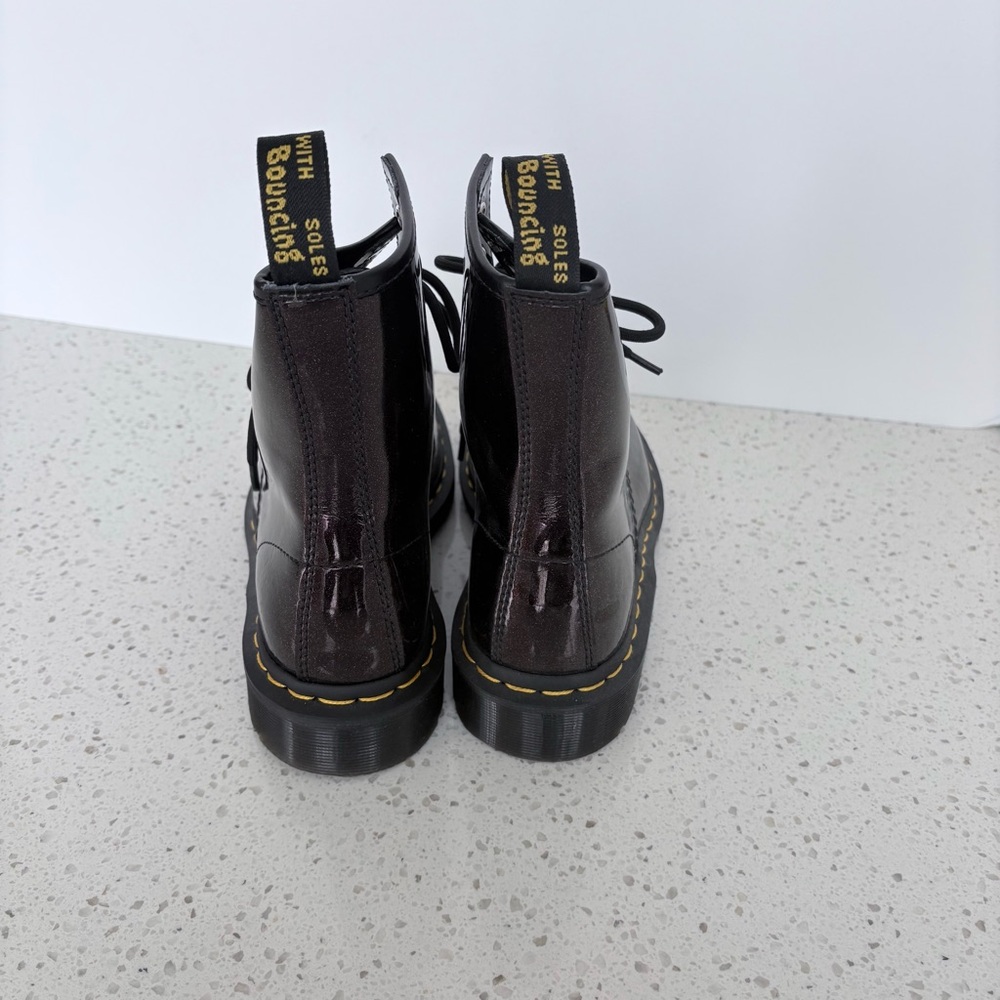 Dr. Martens Women's Shiny Burgundy 1460 Lace-Up Ankle Boots - Picture 5 of 12
